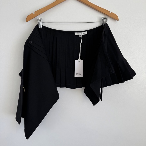 Short Box Pleated Micro Mini Skirt Black Size M Dark Academia Whimsygoth K-Pop - Picture 7 of 8